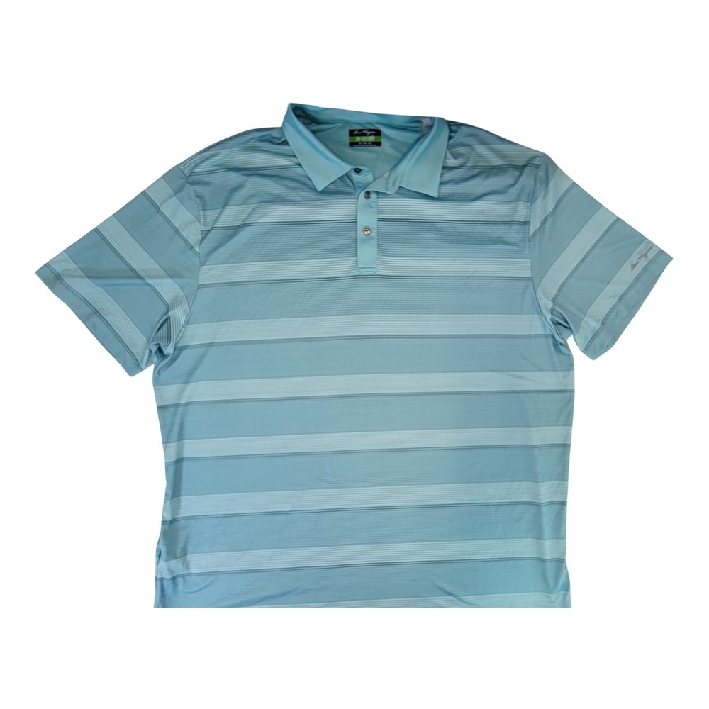 Ben Hogan Mens‎ Golf Polo Shirt Aqua Blue Stripe Performance Size 2XL